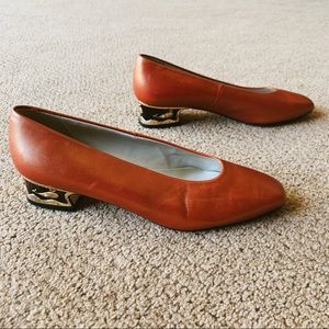 Nina Copper Leather Pumps with Whale Design 🐳